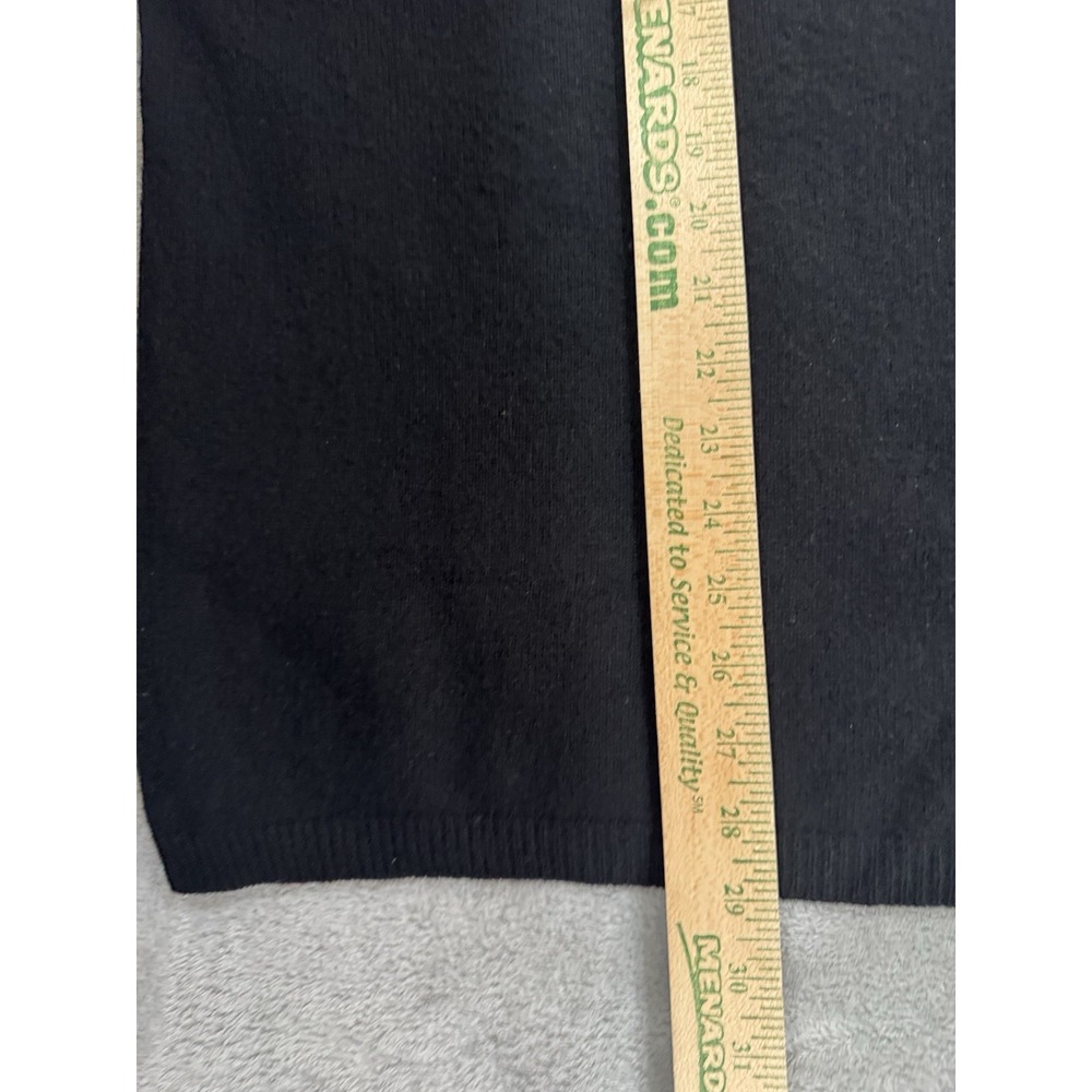 VTG Eddie Bauer AKA Sweater Mens XL Black Lambswool‎ Henley Banded Bottom - Picture 11 of 13